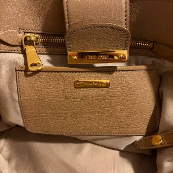 MIU MIU Vintage Madras Beige Leather Shoulder Bag - Picture 8 of 13